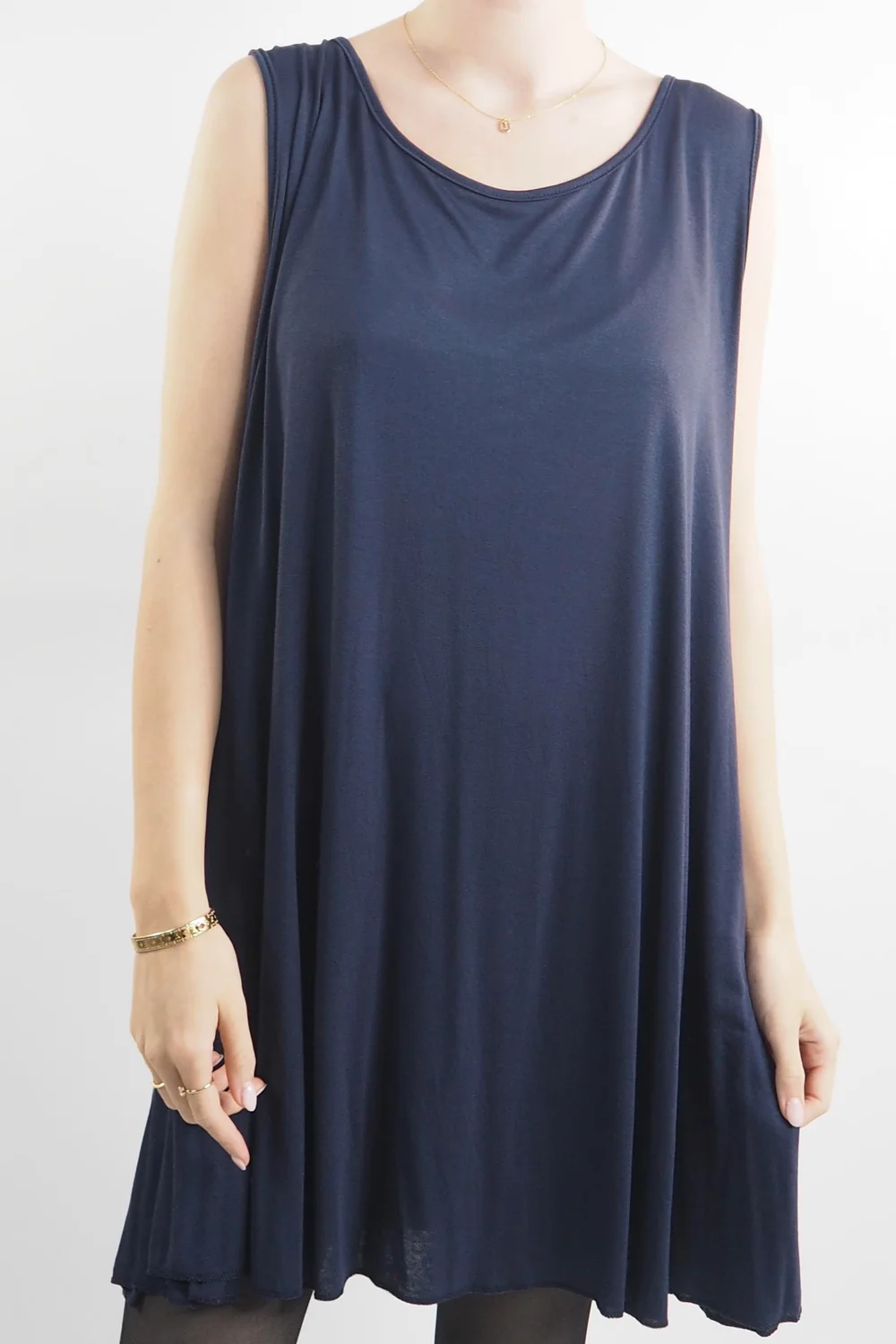 Made In Italy Fine Jersey Swing Vest Navy 3 Made In Italy Fine Jersey Swing Vest Navy