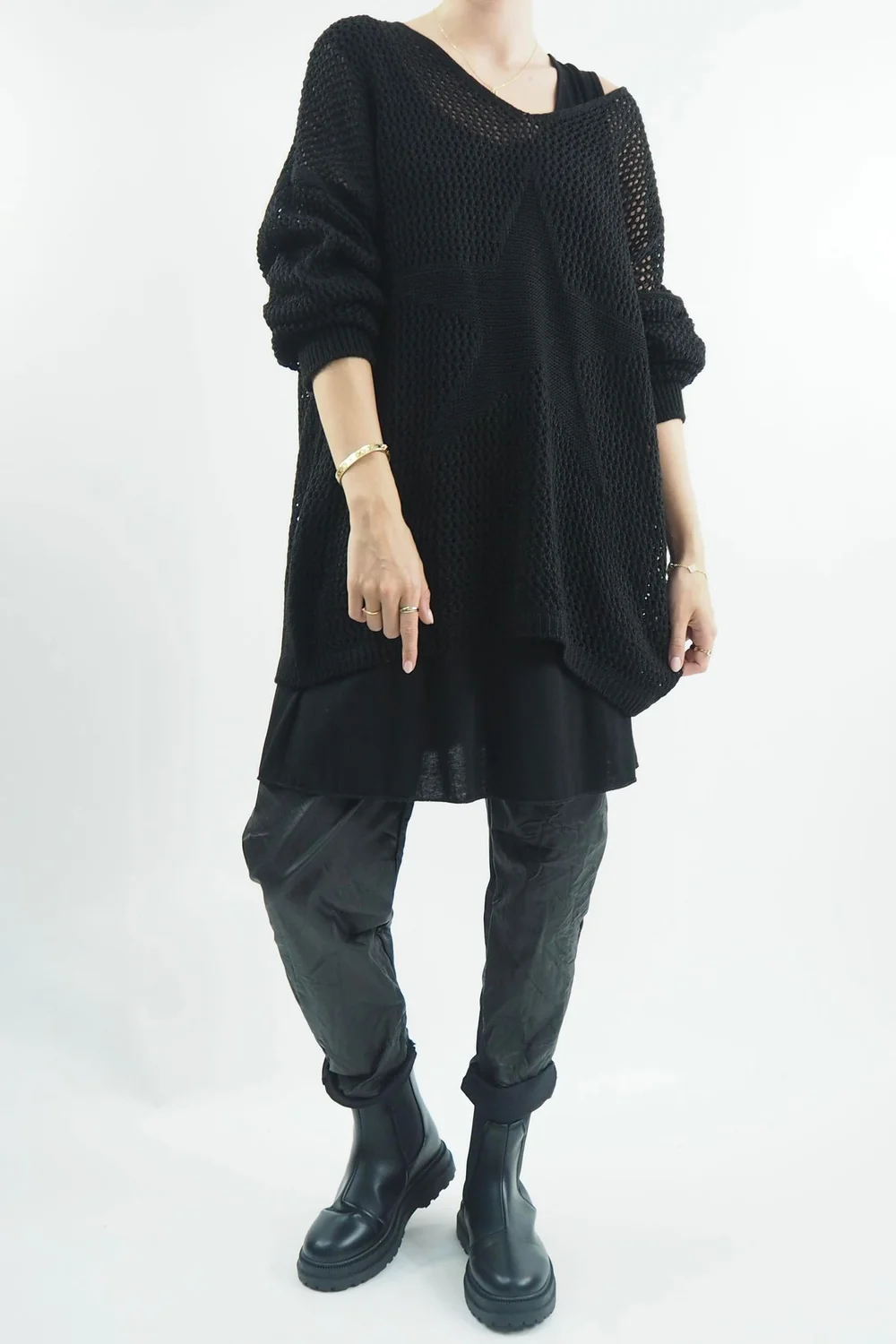 Made In Italy Fisherman Star Knit Black 3 Made In Italy Fisherman Star Knit Black