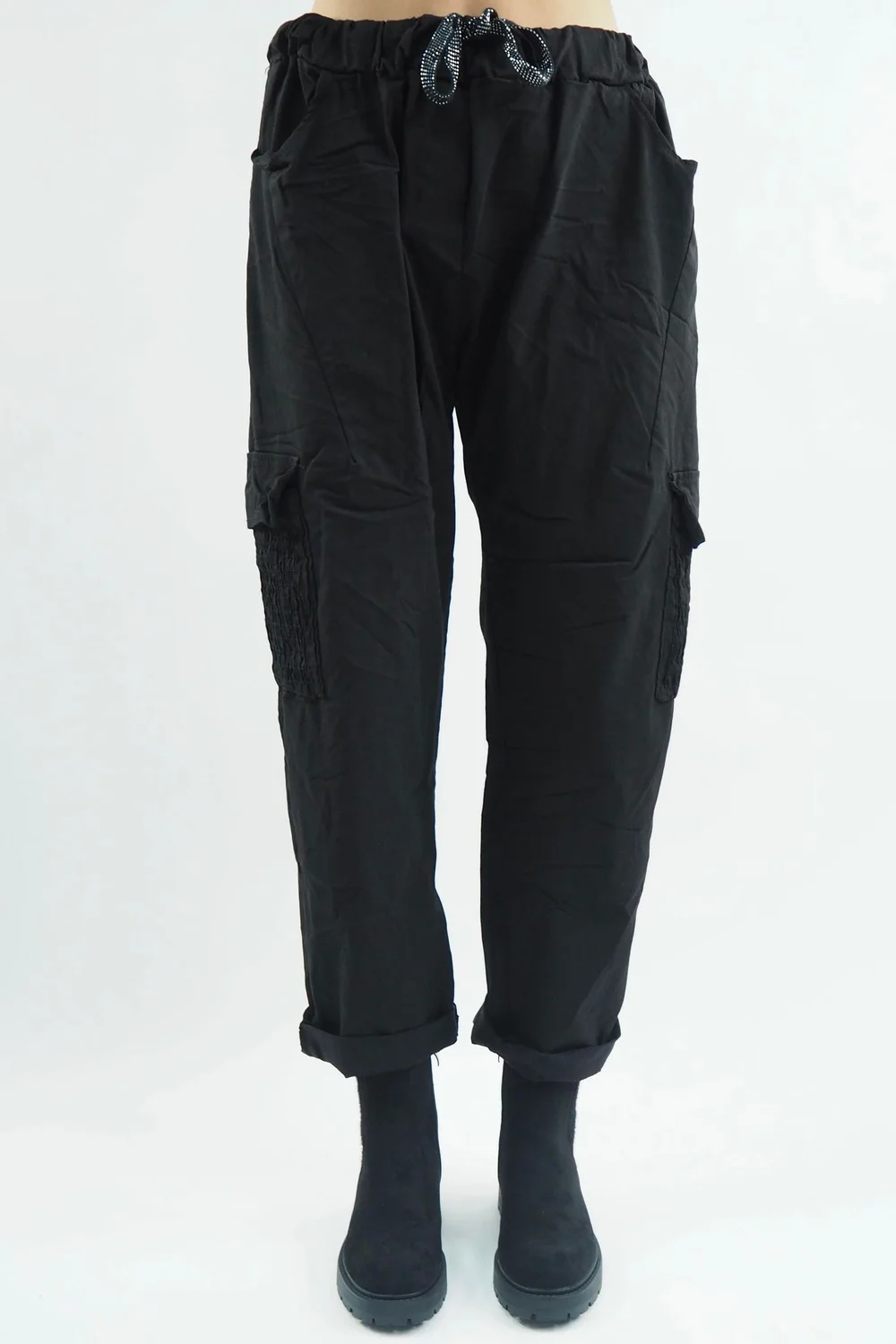 Made In Italy GiGi Cargo Magic Trouser Black 4 Made In Italy GiGi Cargo Magic Trouser Black - Image 2