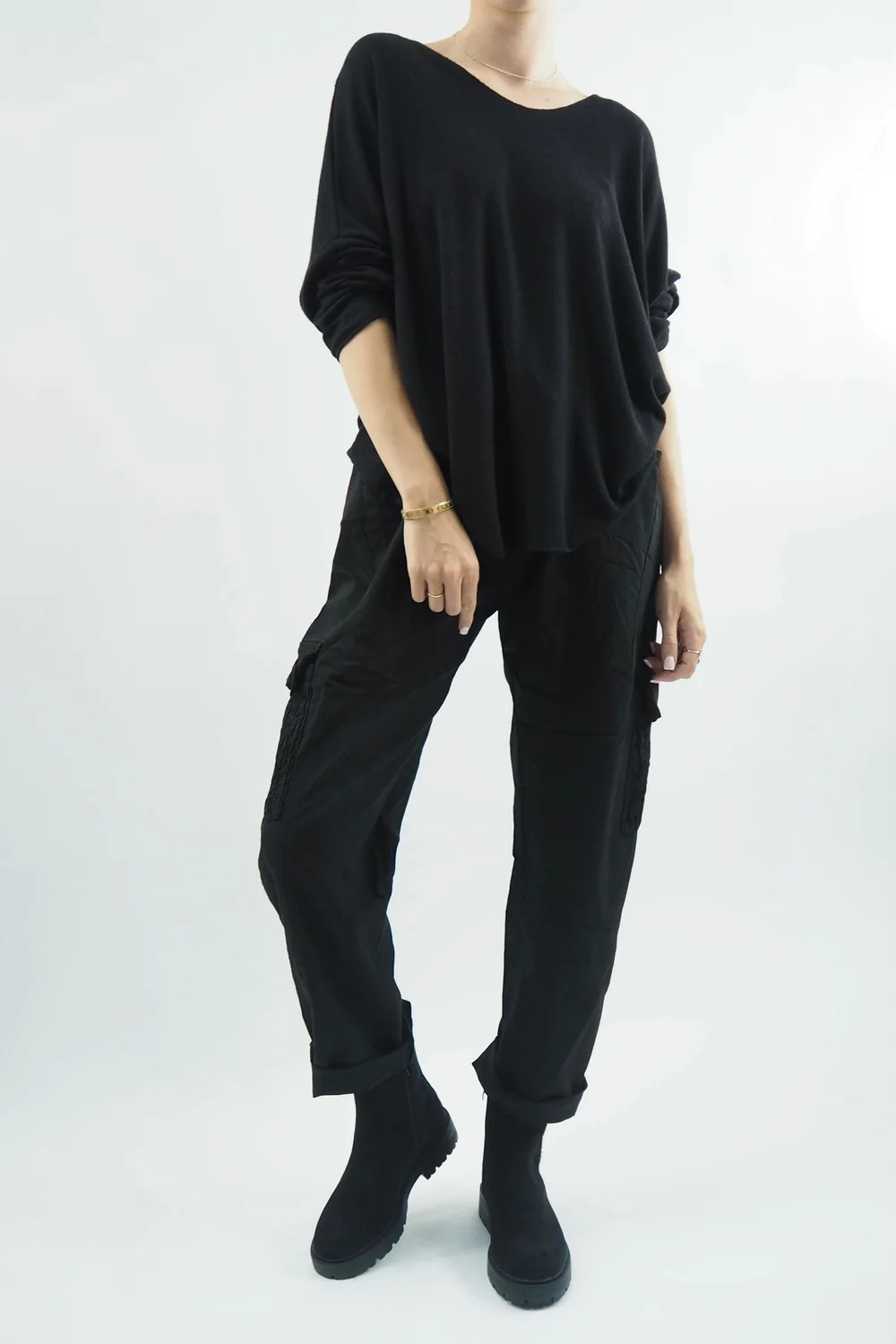 Made In Italy GiGi Cargo Magic Trouser Black 7 Made In Italy GiGi Cargo Magic Trouser Black - Image 5