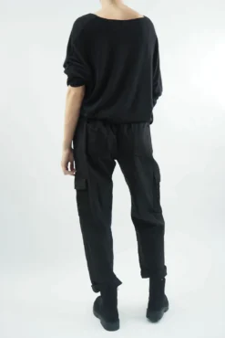 Made In Italy GiGi Cargo Magic Trouser Black 16 Made In Italy GiGi Cargo Magic Trouser Black -VogueCurve Store made in italy gigi cargo magic trouser black07.jpg