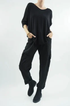 Made In Italy GiGi Cargo Magic Trouser Black 17 Made In Italy GiGi Cargo Magic Trouser Black -VogueCurve Store made in italy gigi cargo magic trouser black08.jpg