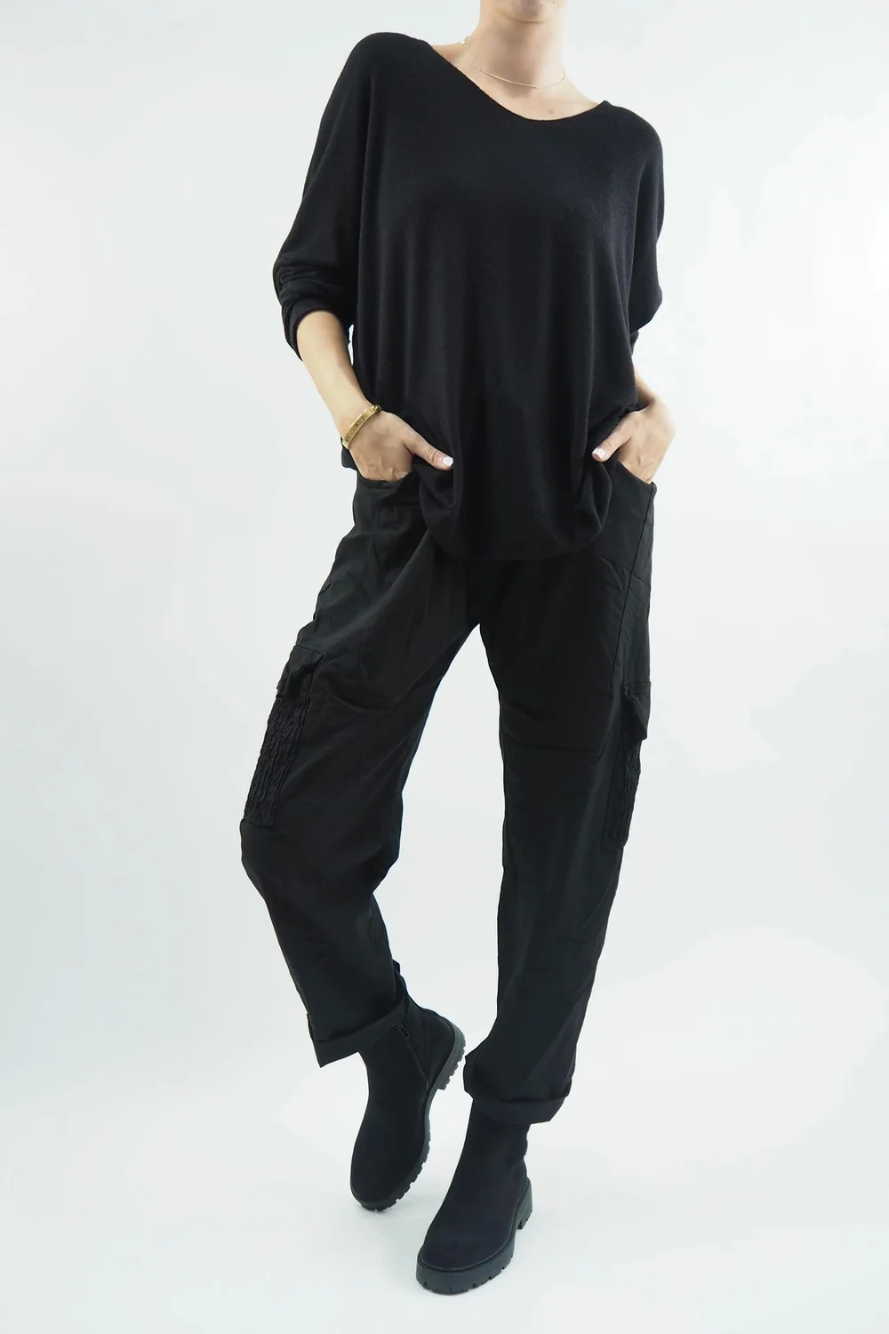 Made In Italy GiGi Cargo Magic Trouser Black 10 Made In Italy GiGi Cargo Magic Trouser Black - Image 8