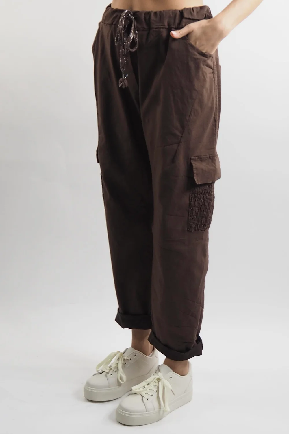 Made In Italy GiGi Cargo Magic Trouser Cocoa 6 Made In Italy GiGi Cargo Magic Trouser Cocoa - Image 4