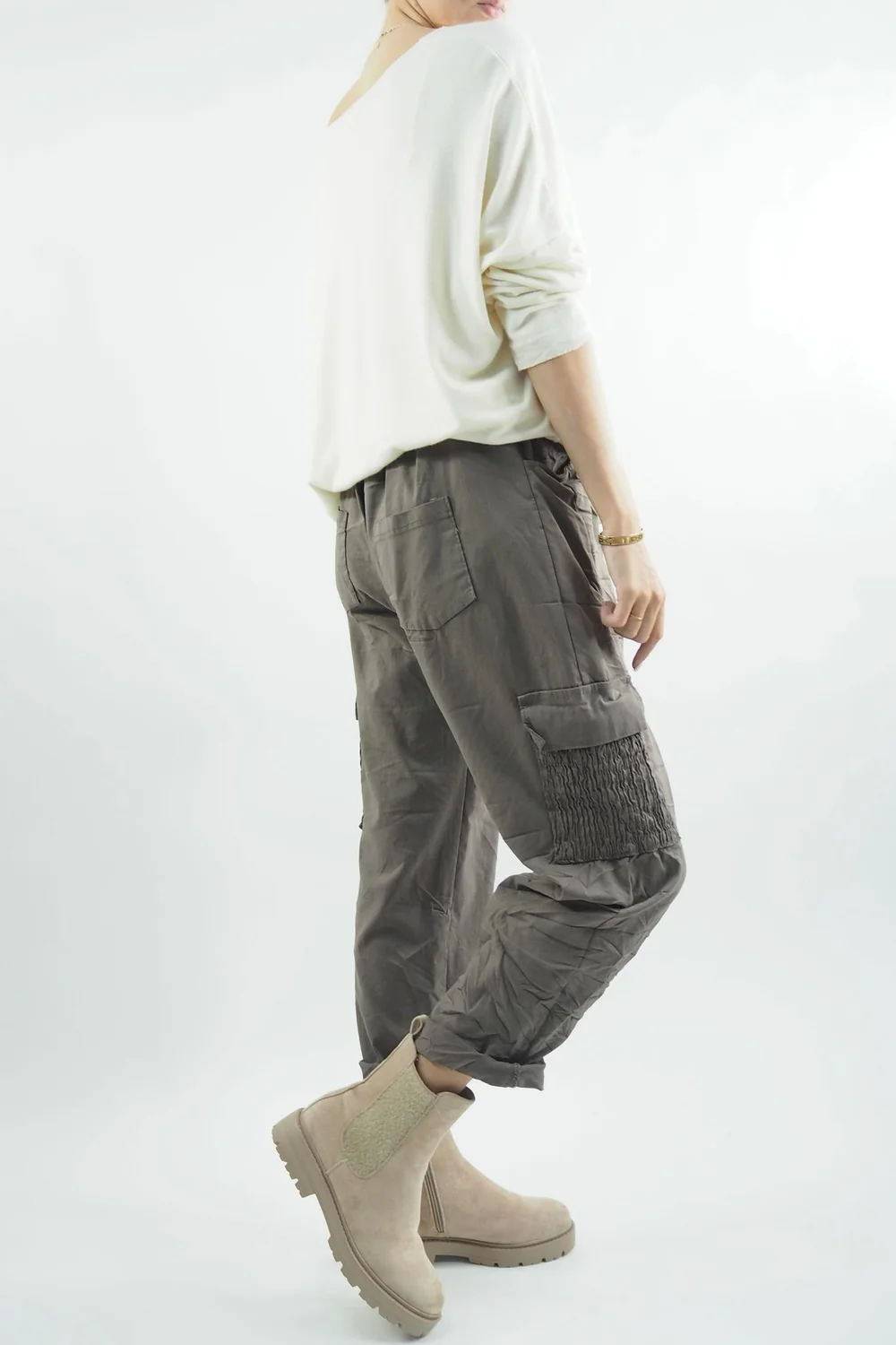 Made In Italy GiGi Cargo Magic Trouser Earth 8 Made In Italy GiGi Cargo Magic Trouser Earth - Image 6