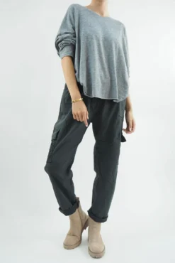 Made In Italy GiGi Cargo Magic Trouser Graphite Grey -VogueCurve Store made in italy gigi cargo magic trouser graphite05.jpg