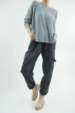 Made In Italy GiGi Cargo Magic Trouser Graphite Grey -VogueCurve Store made in italy gigi cargo magic trouser graphite08.jpg