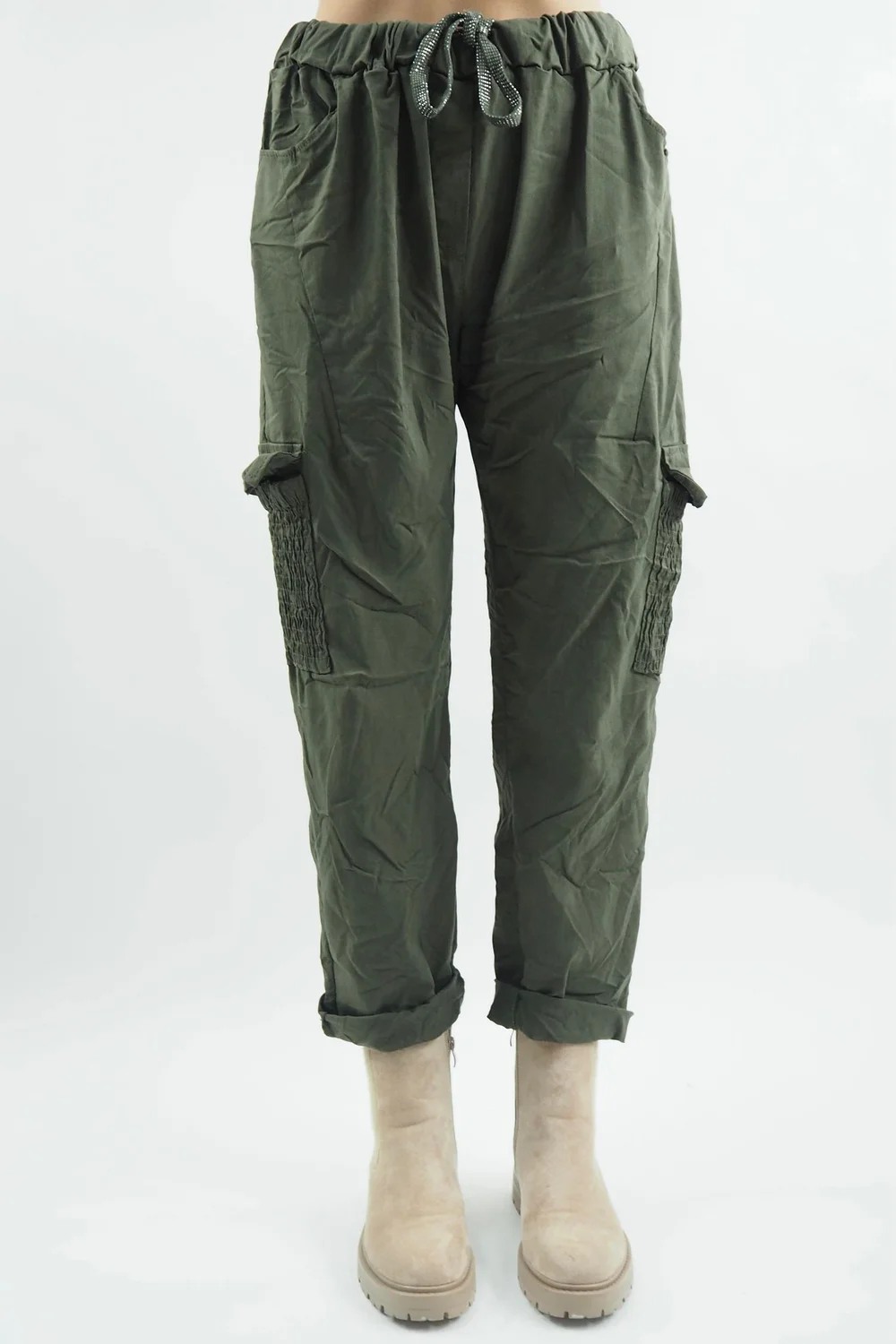 Made In Italy GiGi Cargo Magic Trouser Khaki 4 Made In Italy GiGi Cargo Magic Trouser Khaki - Image 2