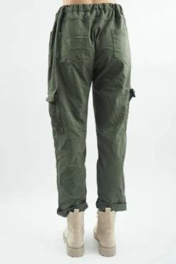 Made In Italy GiGi Cargo Magic Trouser Khaki 13 Made In Italy GiGi Cargo Magic Trouser Khaki -VogueCurve Store made in italy gigi cargo magic trouser khaki04.jpg