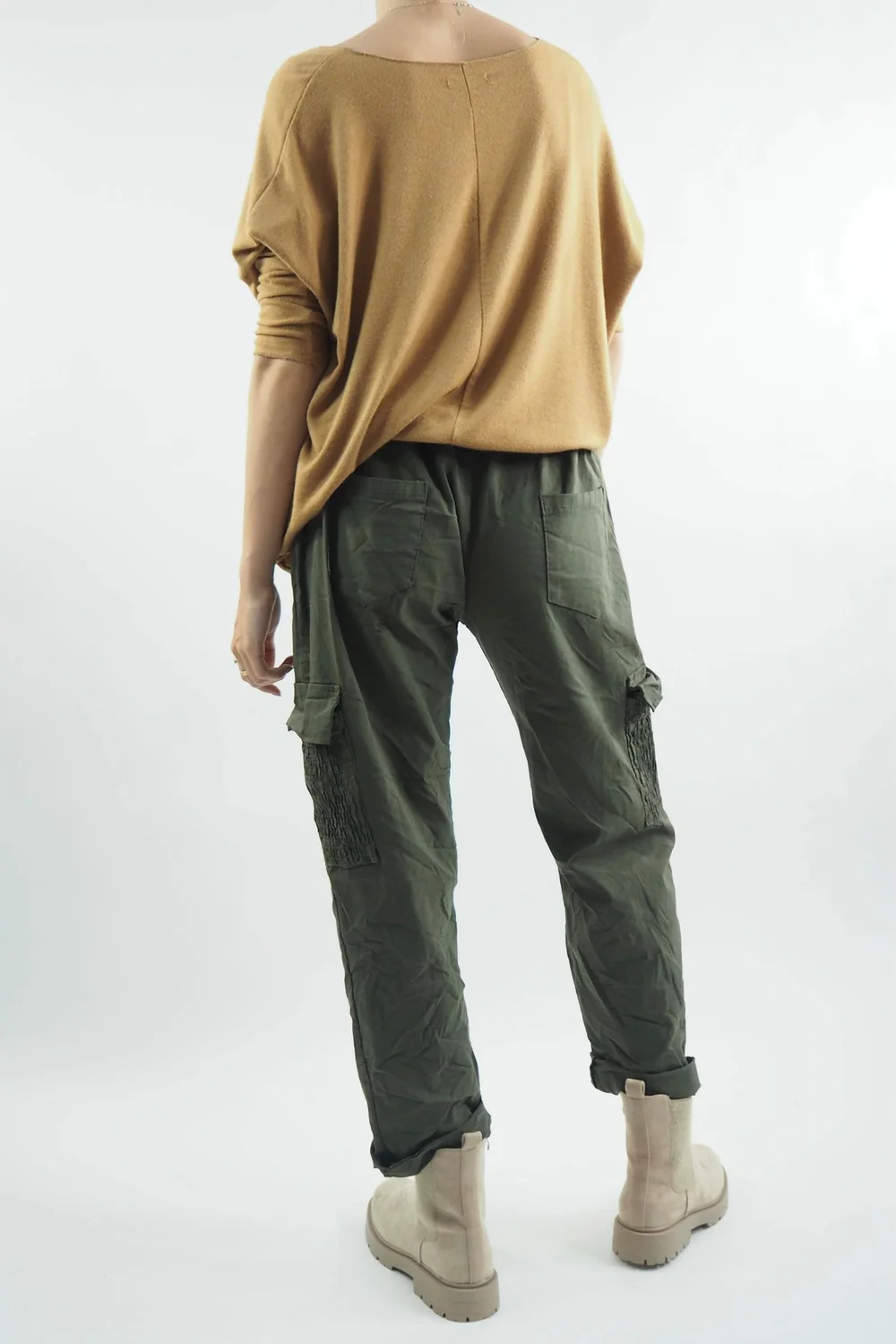 Made In Italy GiGi Cargo Magic Trouser Khaki 9 Made In Italy GiGi Cargo Magic Trouser Khaki - Image 7
