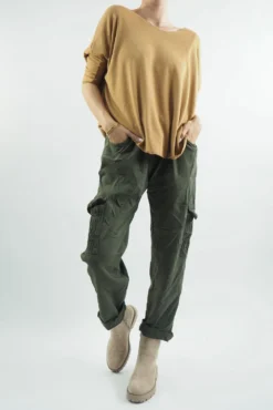 Made In Italy GiGi Cargo Magic Trouser Khaki 17 Made In Italy GiGi Cargo Magic Trouser Khaki -VogueCurve Store made in italy gigi cargo magic trouser khaki08.jpg