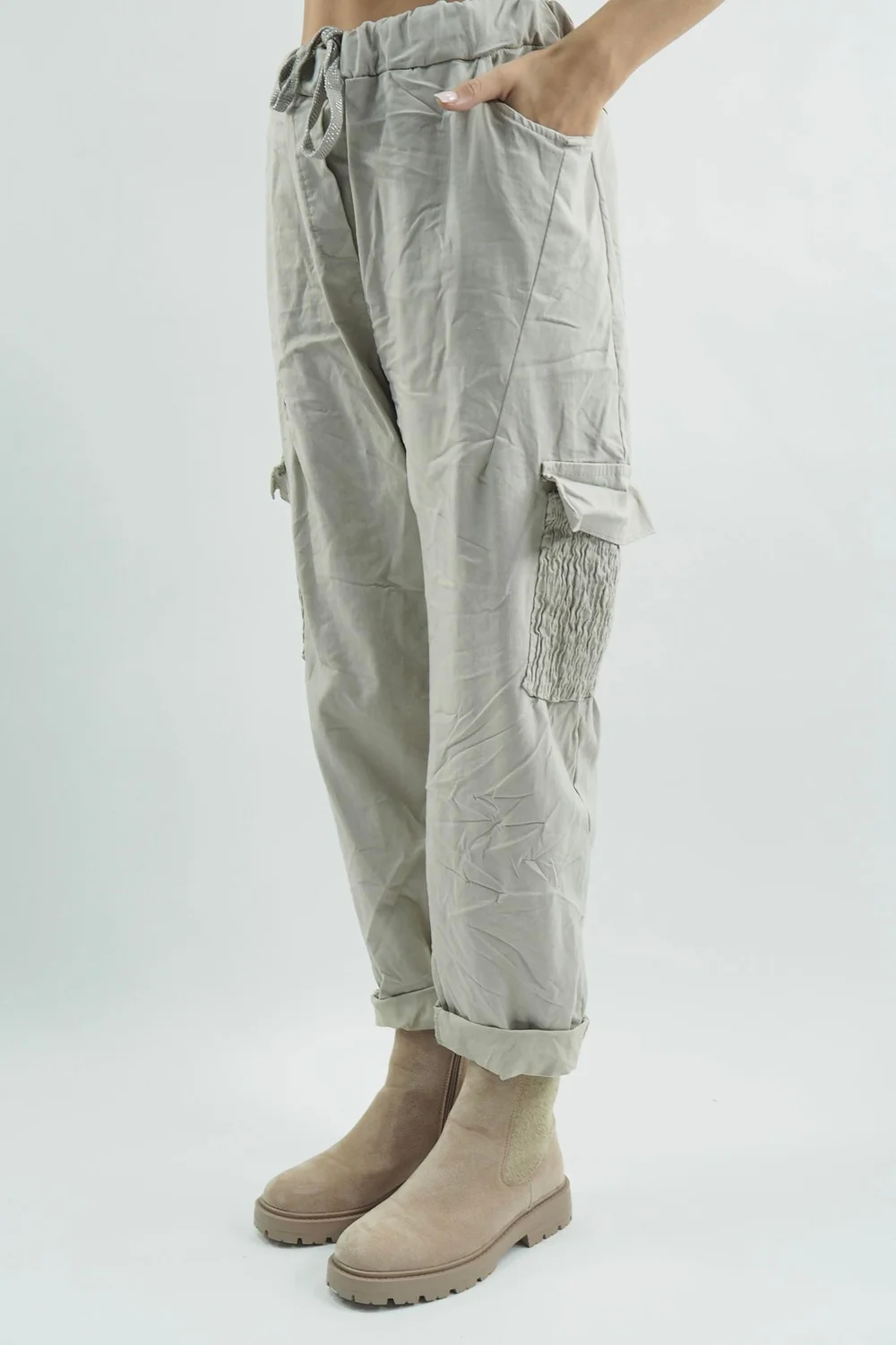 Made In Italy GiGi Cargo Magic Trouser Stone 3 Made In Italy GiGi Cargo Magic Trouser Stone