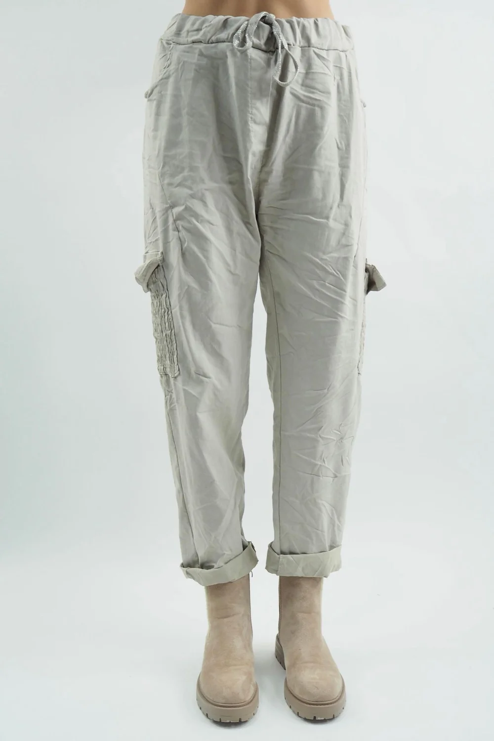 Made In Italy GiGi Cargo Magic Trouser Stone 4 Made In Italy GiGi Cargo Magic Trouser Stone - Image 2