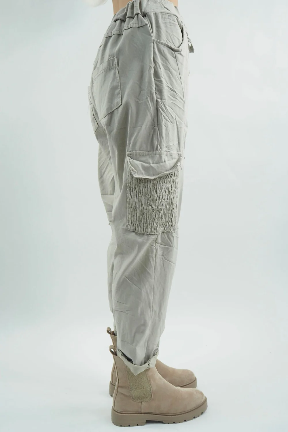 Made In Italy GiGi Cargo Magic Trouser Stone 5 Made In Italy GiGi Cargo Magic Trouser Stone - Image 3