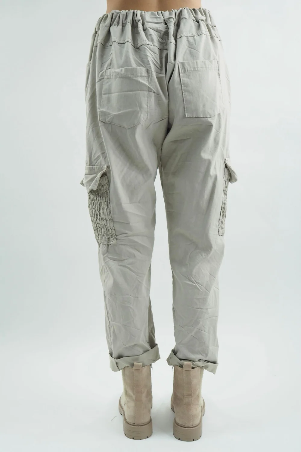 Made In Italy GiGi Cargo Magic Trouser Stone 6 Made In Italy GiGi Cargo Magic Trouser Stone - Image 4