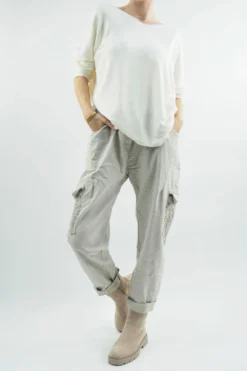 Made In Italy GiGi Cargo Magic Trouser Stone 17 Made In Italy GiGi Cargo Magic Trouser Stone -VogueCurve Store made in italy gigi cargo magic trouser stone08.jpg