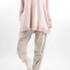 Made In Italy Halo Fringe Box Knit Top Blush Pink