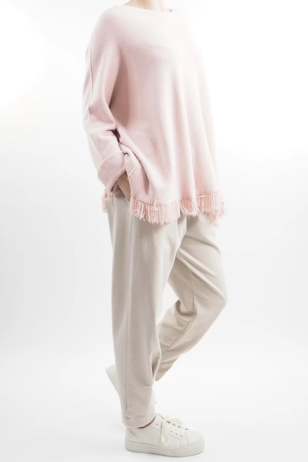 Made In Italy Halo Fringe Box Knit Top Blush Pink 4 Made In Italy Halo Fringe Box Knit Top Blush Pink - Image 2