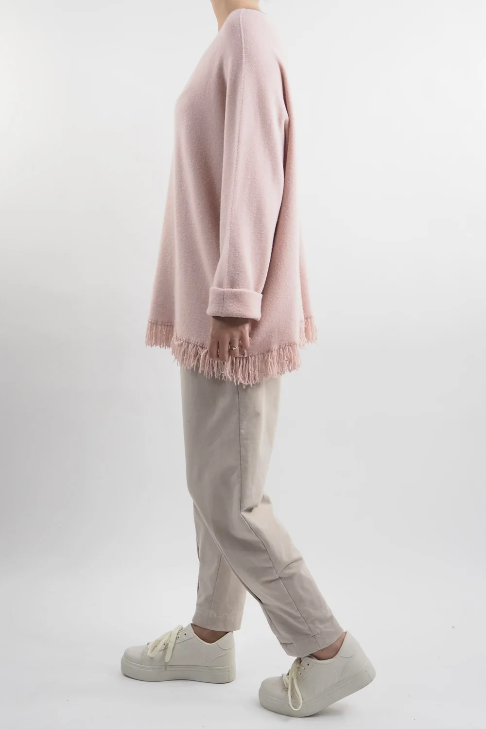 Made In Italy Halo Fringe Box Knit Top Blush Pink 6 Made In Italy Halo Fringe Box Knit Top Blush Pink - Image 4