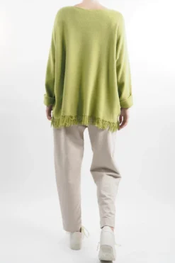 Made In Italy Halo Fringe Box Knit Top Olive Zing -VogueCurve Store made in italy halo fringe box knit top olive zing 3.jpg