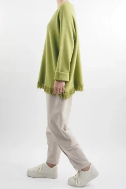 Made In Italy Halo Fringe Box Knit Top Olive Zing -VogueCurve Store made in italy halo fringe box knit top olive zing 4.jpg