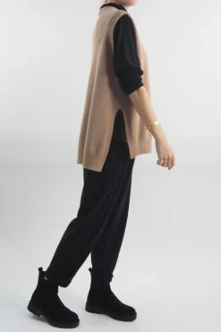 Made In Italy Halo Knit Tank Top Camel -VogueCurve Store made in italy halo knit tank camel 3.jpg