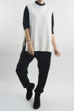 Made In Italy Halo Knit Tank Top Ecru