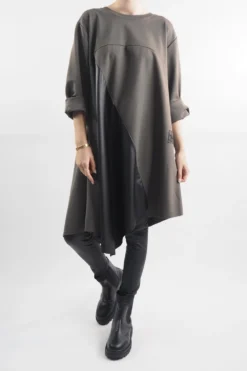 Made In Italy Hope Asymmetric Panel Dress Bonsai