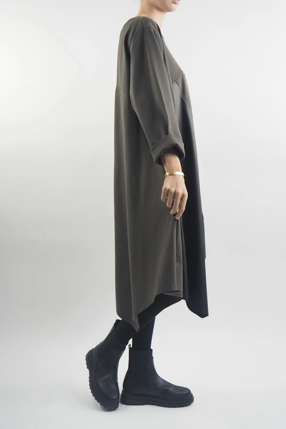 Made In Italy Hope Asymmetric Panel Dress Bonsai 5 Made In Italy Hope Asymmetric Panel Dress Bonsai - Image 3