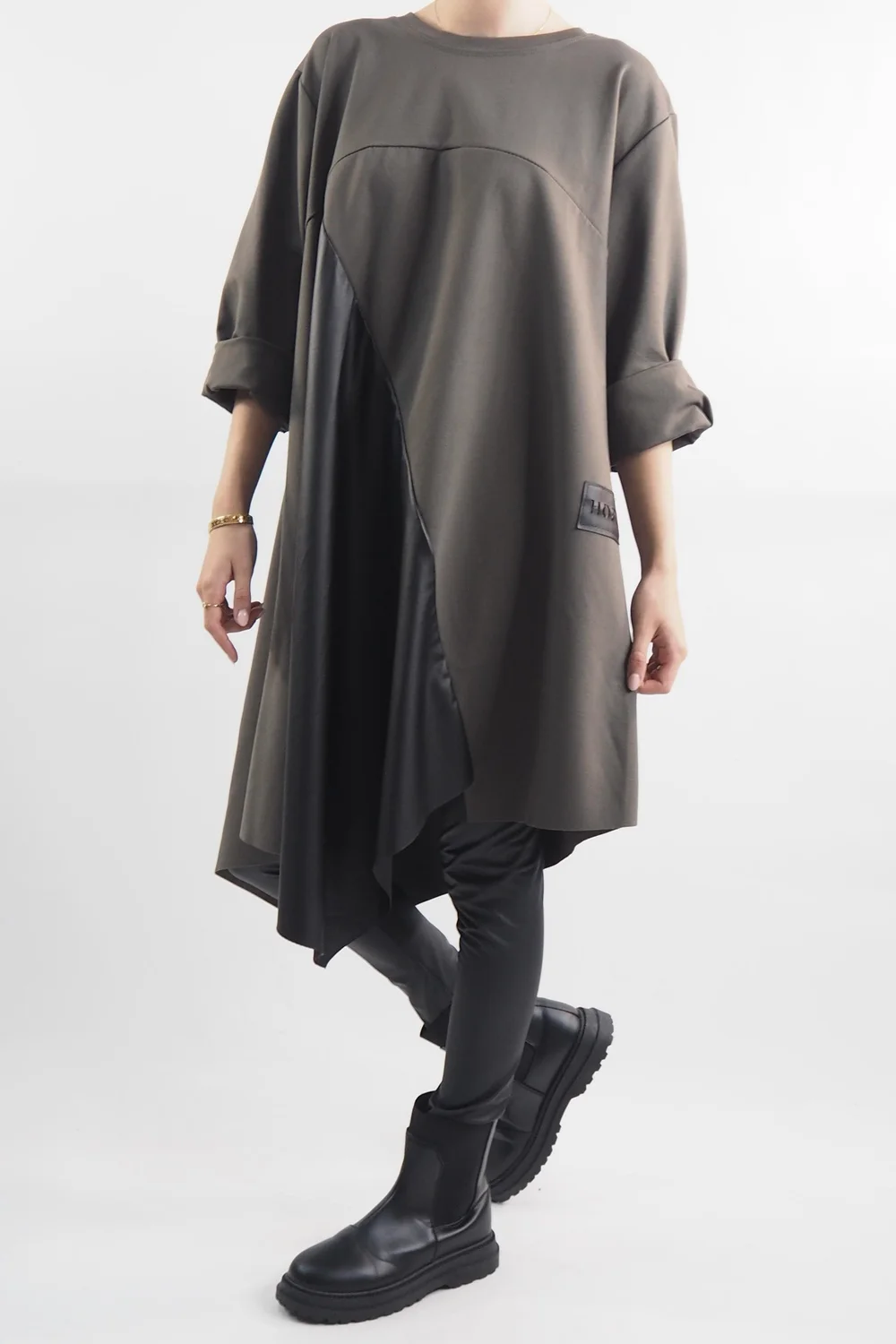 Made In Italy Hope Asymmetric Panel Dress Bonsai 4 Made In Italy Hope Asymmetric Panel Dress Bonsai - Image 2