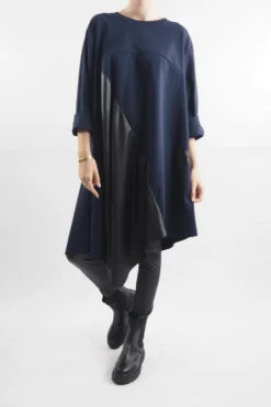 Made In Italy Hope Asymmetric Panel Dress Navy