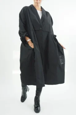 Made In Italy Hope Lapel Smock Mac Black