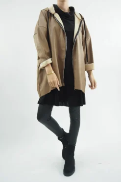 Made In Italy Hope Leather Look Cocoon Jacket Toast