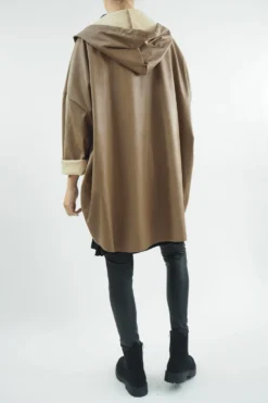 Made In Italy Hope Leather Look Cocoon Jacket Toast -VogueCurve Store made in italy hope leather look cocoon jacket toast2.jpg