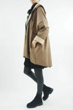 Made In Italy Hope Leather Look Cocoon Jacket Toast -VogueCurve Store made in italy hope leather look cocoon jacket toast4.jpg