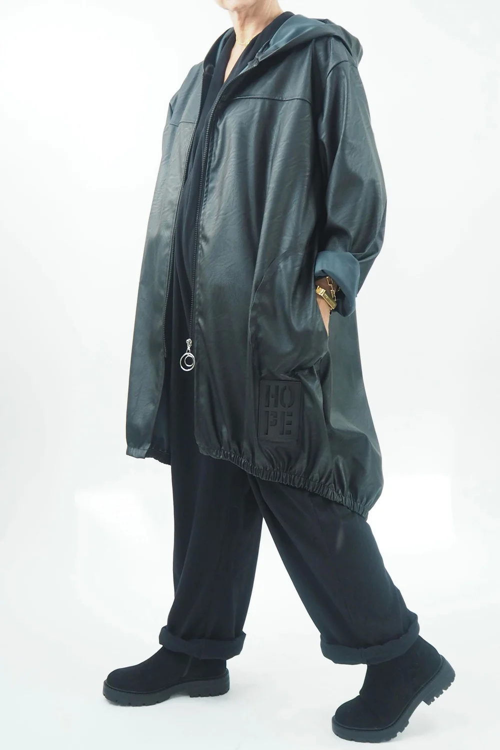 Made In Italy Hope Leather Look Parker Black // 4 Made In Italy Hope Leather Look Parker Black // - Image 2