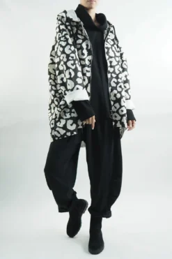 Made In Italy Hope Moleskin Touch Leopard Cocoon Jacket Mono