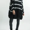 Made In Italy Hush Breton Grunge Knit Top Black