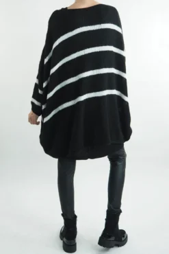Made In Italy Hush Breton Grunge Knit Top Black -VogueCurve Store made in italy hush breton grunge knit black203.jpg