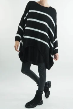 Made In Italy Hush Breton Grunge Knit Top Black -VogueCurve Store made in italy hush breton grunge knit black204.jpg