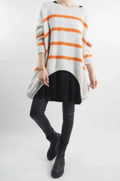 Made In Italy Hush Breton Grunge Knit Top Oatmeal -VogueCurve Store made in italy hush breton grunge knit oatmeal204.jpg