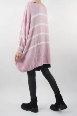 Made In Italy Hush Breton Grunge Knit Top Rose Pink -VogueCurve Store made in italy hush breton grunge knit top blush03.jpg