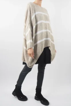 Made In Italy Hush Breton Grunge Knit Top Stone Beige -VogueCurve Store made in italy hush breton grunge knit top tan03.jpg