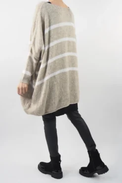 Made In Italy Hush Breton Grunge Knit Top Stone Beige -VogueCurve Store made in italy hush breton grunge knit top tan04.jpg