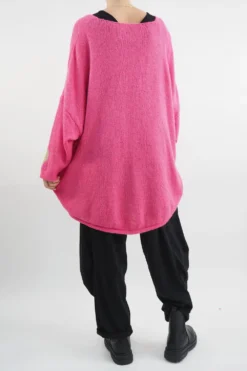 Made In Italy Hush Heart Of Gold Knit Top Hot Pink -VogueCurve Store made in italy hush heart of gold knit hot pink03.jpg