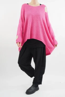 Made In Italy Hush Heart Of Gold Knit Top Hot Pink -VogueCurve Store made in italy hush heart of gold knit hot pink04.jpg