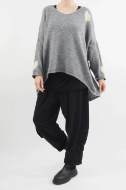 Made In Italy Hush Heart Of Gold Knit Top Slate -VogueCurve Store made in italy hush heart of gold knit slate04.jpg