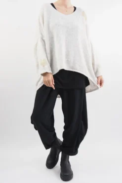 Made In Italy Hush Heart Of Gold Knit Top Stone Marl