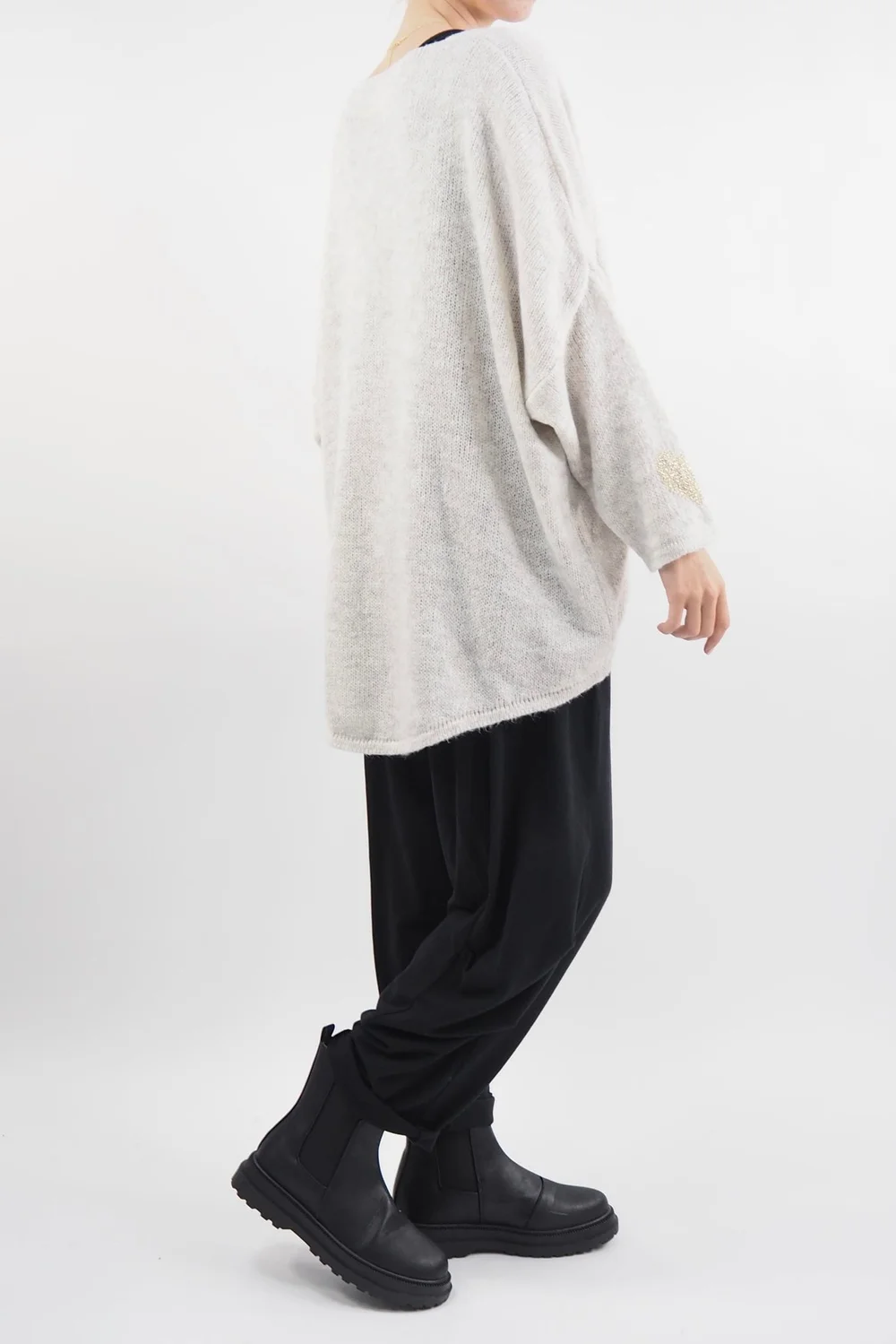 Made In Italy Hush Heart Of Gold Knit Top Stone Marl 4 Made In Italy Hush Heart Of Gold Knit Top Stone Marl - Image 2