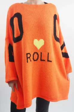 Made In Italy Hush Rock N Roll Knit Top Orange